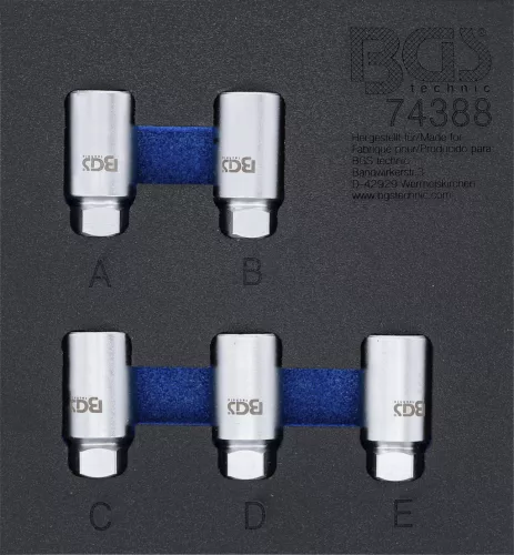 BGS technic Suport organizator pentru cărucior 1/6: Set chei desfăcut antifurt pentru Tesla | 5 piese (BGS 74388)
