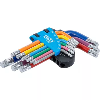   BGS technic Set chei tip L | multicoloră | scurte | profil T (pentru Torx) T10 - T50 | 9 piese (BGS 74457)