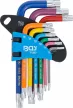 BGS technic Set chei tip L | multicoloră | scurte | profil T (pentru Torx) T10 - T50 | 9 piese (BGS 74457)
