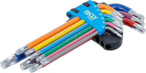 BGS technic Set chei tip L | multicoloră | profil T (pentru Torx) T10 - T50 | 9 piese (BGS 74458)