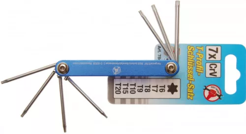 BGS DIY Cheie rabatabilă | Profil T (pentru Torx) T6 - T20 | 7 piese (BGS 7848)