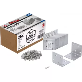   BGS DIY Colţar prindere | inox | 40 x 40 x 40 mm | pachet rezerve | 25 buc (BGS 80333)