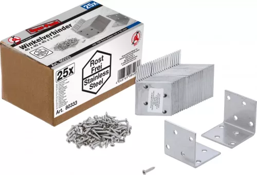 BGS DIY Colţar prindere | inox | 40 x 40 x 40 mm | pachet rezerve | 25 buc (BGS 80333)