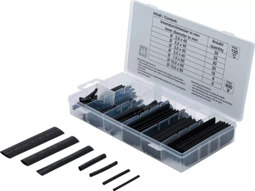 BGS technic Set tuburi termocontractante | negru | 127 piese (BGS 8042)