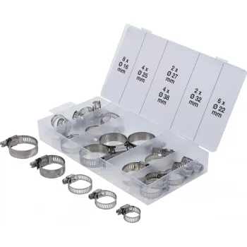   BGS technic Sortiment coliere de furtun | inox | Ø 16 - 38 mm | 26 piese (BGS 8055-1)