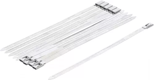 BGS DIY Set coliere pentru cablu | inoxidabilă | inox | 7,0 x 200 mm | 10 piese (BGS 80780)