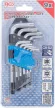 BGS technic Set chei tip L | scurte | Profil T (pentru Torx) cu gaură T10 - T50 | 9 piese (BGS 809)