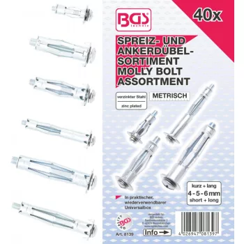   BGS technic Sortiment de suruburi tip Molly, 40 bucati (BGS 8139)