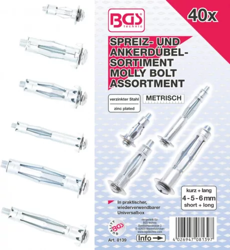 BGS technic Sortiment de suruburi tip Molly, 40 bucati (BGS 8139)