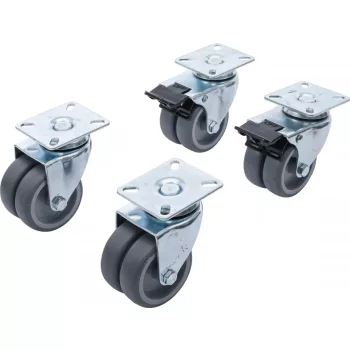   BGS DIY Set role dublu directoare | pentru coviltire scaune de plajă / mobile pe paleţi | Ø 75 mm | 4 piese (BGS 81940)