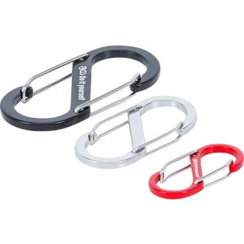   BGS DIY Sortiment cârlige cu carabină, cu deschizătură dublă | aluminiu | 3 piese (BGS 85783)