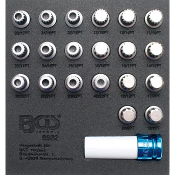  BGS technic Set chei antifurt roată pentru BMW | 21 piese : Suport organizator pentru cărucior 1/6 (BGS 8932)