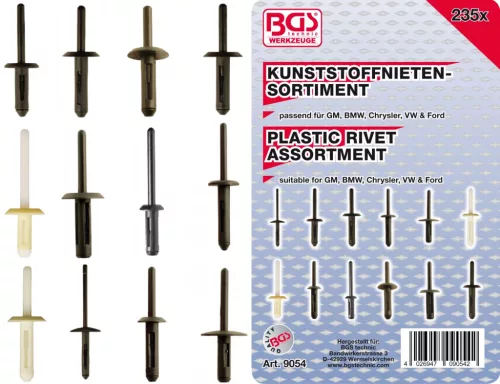 BGS technic Sortiment nituri plastic | pentru GM, BMW, Chrysler, VW, Ford | 235 piese (BGS 9054)