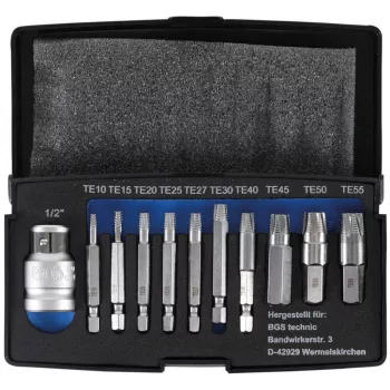   BGS technic Set extractoare șuruburi | pentru Profil T defecte (pentru Torx) T10 - T55 | 11 piese (BGS 9170)