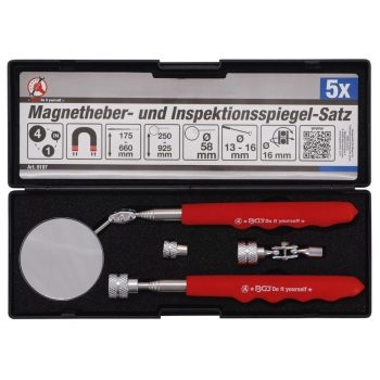   BGS DIY Set dispozitiv magnetic de ridicat şi oglindă de inspecţie | 4 piese (BGS 9197)
