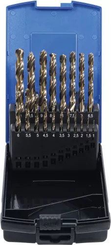 BGS technic Set burghie spiralate | HSS-G M35 oţel cu cobalt | 1 - 10 mm | 19 piese (BGS 9297)
