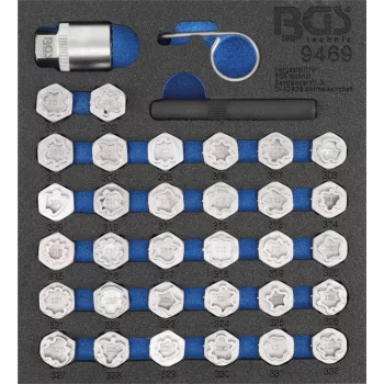  BGS technic Set chei antifurt roată pentru Mercedes-Benz | 35 piese : Suport organizator pentru cărucior 1/6 (BGS 9469)