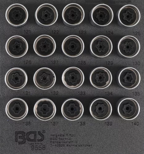 BGS technic Set chei desfăcut antifurt pentru Opel (Tip C) | 20 piese : Suport organizator pentru cărucior 1/6 (BGS 9558)