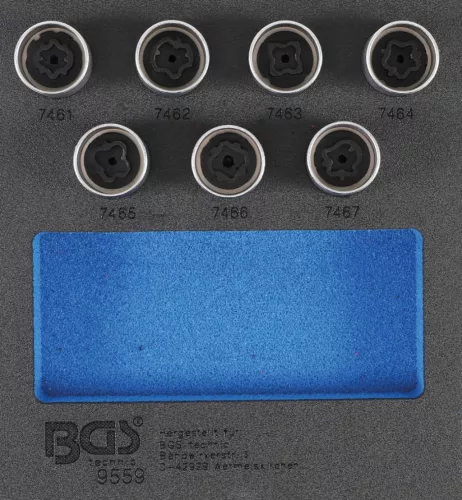 BGS technic Set chei desfăcut antifurt pentru Opel (Tip D) | 7 piese : Suport organizator pentru cărucior 1/6 (BGS 9559)