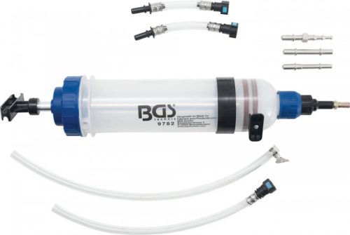 BGS technic Pompă de mâna | transfer Ulei, Combustibil, Antigel | 1500 ml | cu set adaptoare (BGS 9782)