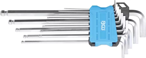 BGS technic Set chei tip L | extra lungi | Mărimi în ţoli | hexagon interior/hexagon interior cu cap sferic 0.05 - 3/8" | 13 piese (BGS 9801)