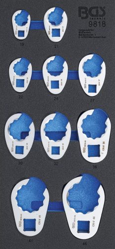 BGS technic Suport organizator pentru cărucior 1/3: Set chei cu dinte | 10 mm (3/8") / 12,5 mm (1/2") / 20 mm (3/4") | 10 piese (BGS 9818)