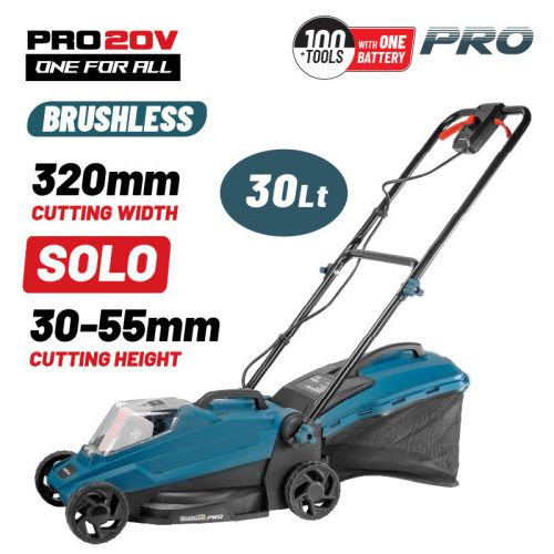 BORMANN Pro mașină de tuns fără perii 20V, Li-Ion, lățime tăiere 32 cm, rezervor 30L, reglare înălțime 30-55 mm, roți 130/130 mm (BBP4160)