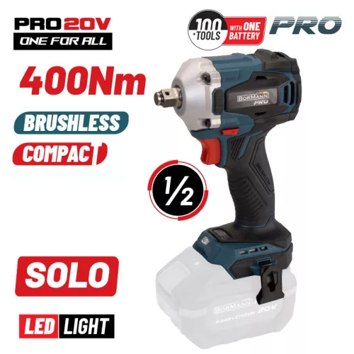 BORMANN Pro înșurubător compact fără perie, 20V, Li-Ion, 400 Nm, 0-1800/0-2200/0-2600 rpm, fără acumulator și încărcător (BBP5123)