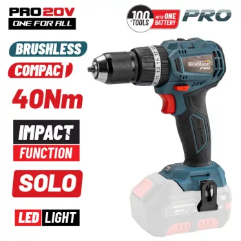   BORMANN Pro ciocan rotopercutor compact fără perii 20V, Li-ion, 2 viteze 0-6000/0-21000 bpm, doar sculă (BBP5143)