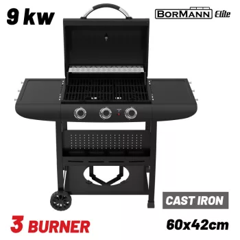   BORMANN ELITE grătar gaz 3 arzătoare cu grătar din fontă (BBQ6030)