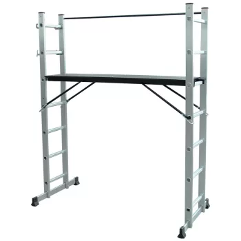   BORMANN Pro Schelă multifuncțională, scară aluminiu 3 în 1, 7+7 trepte cu bară de stabilizare (BHL9100)