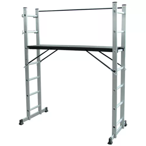 BORMANN Pro Schelă multifuncțională, scară aluminiu 3 în 1, 7+7 trepte cu bară de stabilizare (BHL9100)