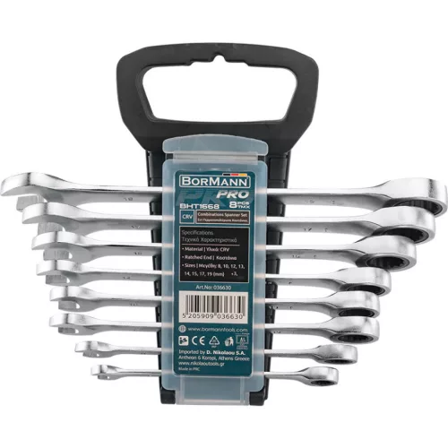 BORMANN Pro set 8 chei cu clichet combinat, 8-19mm (BHT1668)