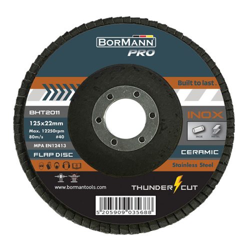 BORMANN Pro disc abraziv "THUNDER-CUT" cu lame din ceramică inox Φ125x22 #40 (BHT2011)