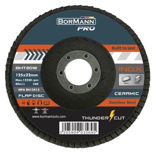 BORMANN Pro disc abraziv "THUNDER-CUT" cu lame din ceramică inox Φ125x22 #60 (BHT2012)