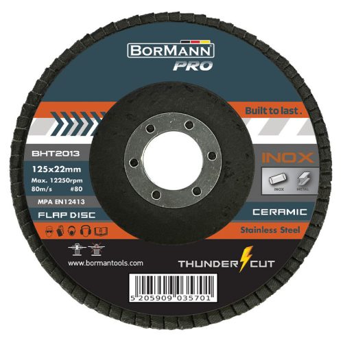 BORMANN Pro disc abraziv "THUNDER-CUT" cu lame din ceramică inox Φ125x22 #80 (BHT2013)