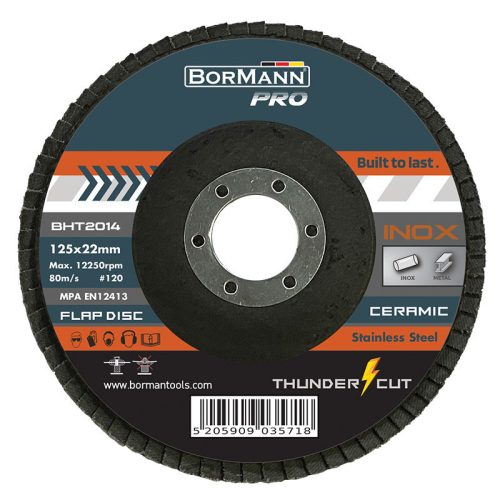 BORMANN Pro disc abraziv "THUNDER-CUT" cu lame din ceramică inox Φ125x22 #120 (BHT2014)