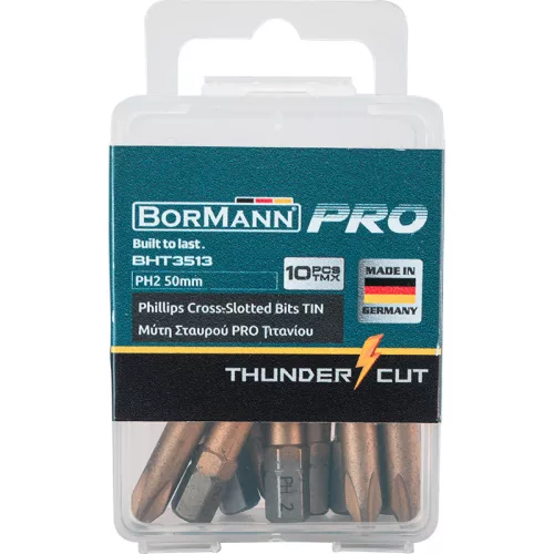 BORMANN Pro bit PH pentru șurubelniță 50mm TiN 1/4" C6,3 10 buc (BHT3513)