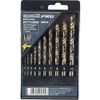 BORMANN Pro set 10 burghie HSS-Co M35 1-10mm (BHT4822)