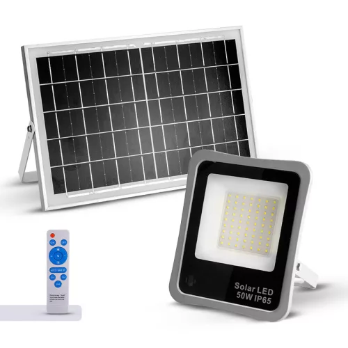 BORMANN PROIECTOR SOLAR LED, IMPERMEABIL 50W, PANOU SOLAR, SENZOR DE LUMINĂ, TELECOMANDĂ, TIMER (BLF2150)