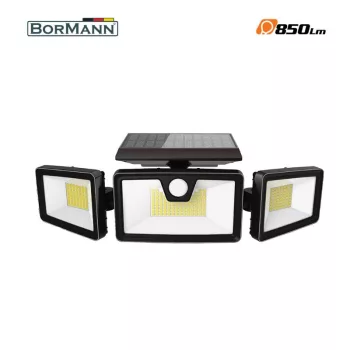   BORMANN LAMPĂ SOLARĂ LED, IMPERMEABILĂ, CU PANOU SOLAR ȘI SENZOR DE MIȘCARE, TEMPERATURĂ 6500K, 850Lumen, 120° (BLF4020)