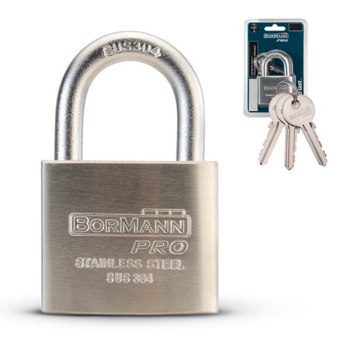 BORMANN Pro Lacăt inox 60mm, cu clemă inox și 3 chei (BLK1026)