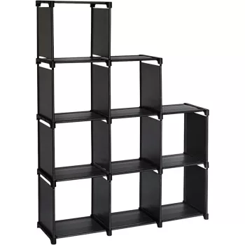   BORMANN ELITE bibliotecă cu 9 compartimente, țesătură gri, cadru metalic, 125x30x125cm (BPC1510)