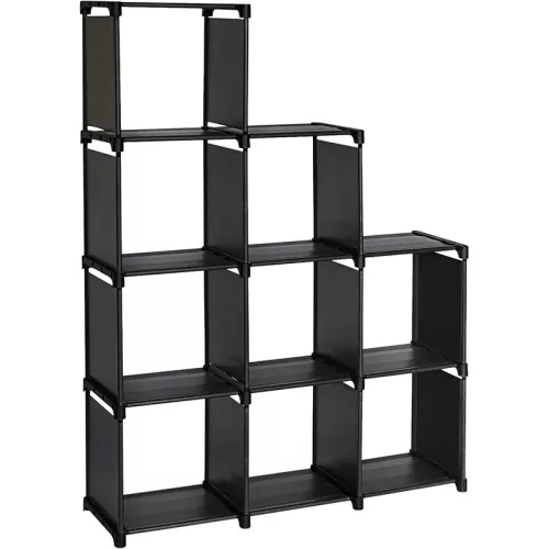 BORMANN ELITE bibliotecă cu 9 compartimente, țesătură gri, cadru metalic, 125x30x125cm (BPC1510)