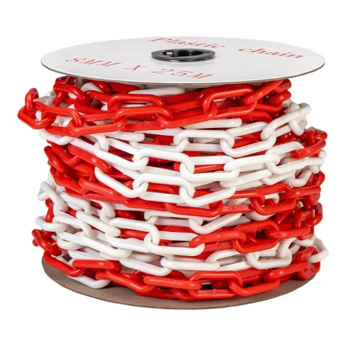 BORMANN Pro Lanț de semnalizare din plastic, lungime 25 m, roșu-alb, 8 mm (BPP2498)