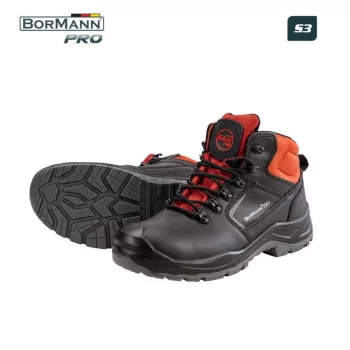   BORMANN Pro bocanci de protecție S3 Negri, Piele Nubuc, Impermeabili, LEON mărime 46 (BPP8206)