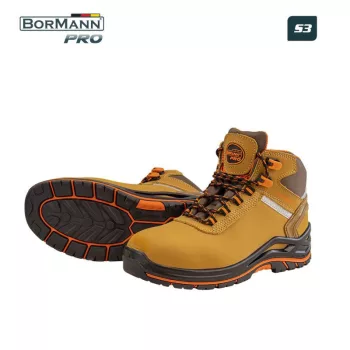   BORMANN Pro bocanci de protecție S3, Maro, Piele Nubuc, Impermeabili, DESERT mărime 45 (BPP8213)
