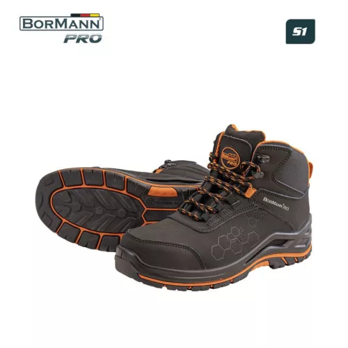BORMANN Pro bocanci de protecție S1, Negri, Piele Nubuc mărime 42 (BPP8226)