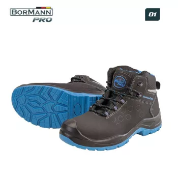   BORMANN Pro bocanci de protecție O1, Negri, Piele Nubuc, MADERA mărime 44 (BPP8236)