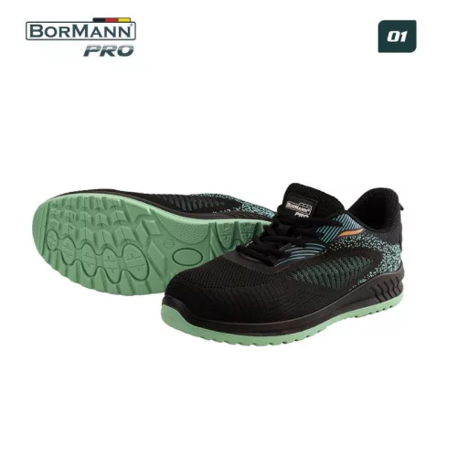 BORMANN Pro Pantof de protecție sportiv O1, NEGRU-ALBASTRU, FLYKNIT/mesh, GRANADA Mărimea 42 (BPP8266)